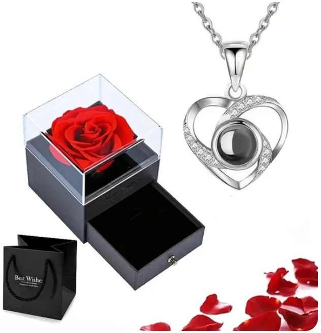 Eternal Rose Box W/ Necklace